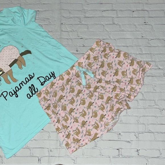 Bobbie Brooks Sloth Pajama Short Set, Size 1X - Picture 3 of 10